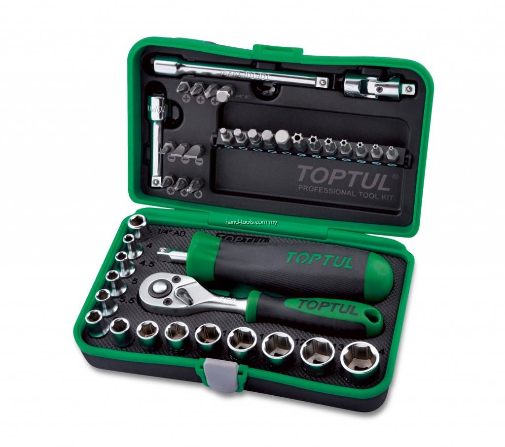 TOPTUL GADW4101 41PCS Professional Grade 1/4" DR. Flank Socket Set